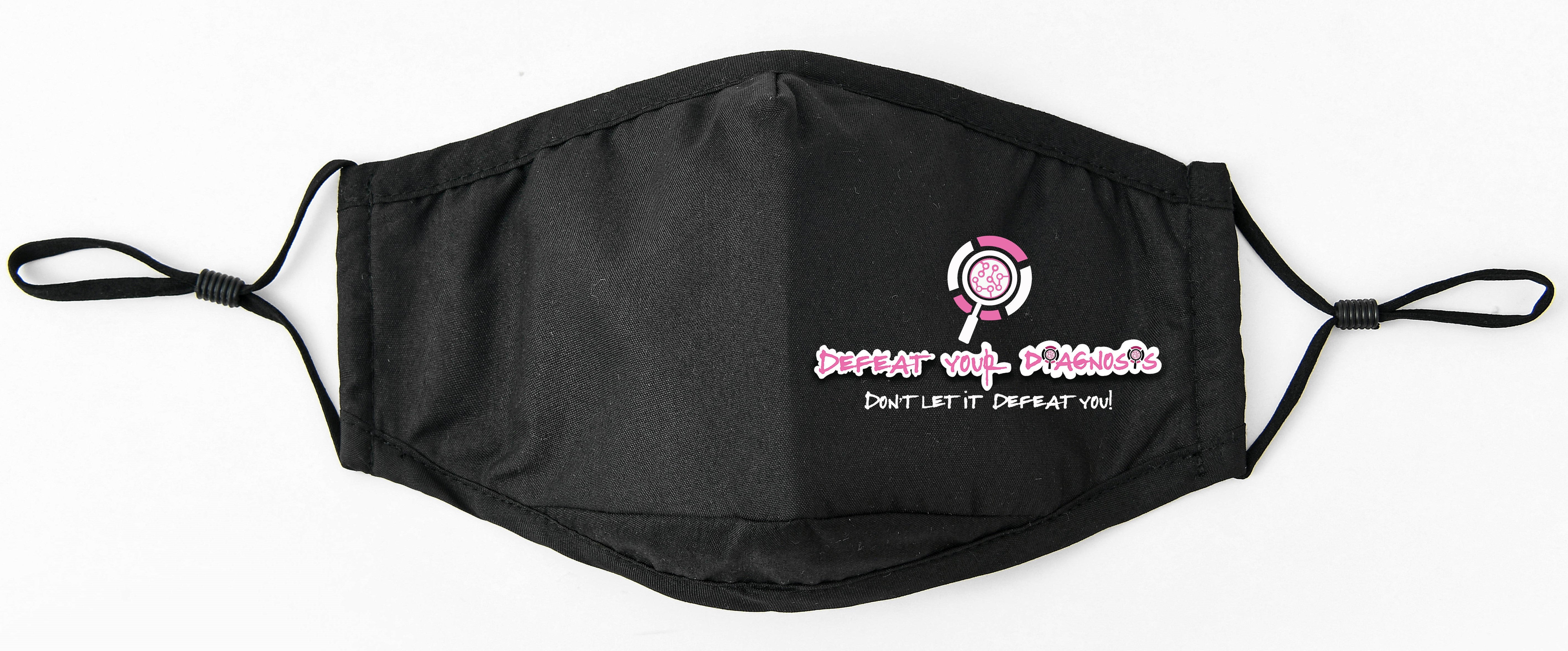 Defeat Your Diagnosis Simple logo Mask with adjustable straps